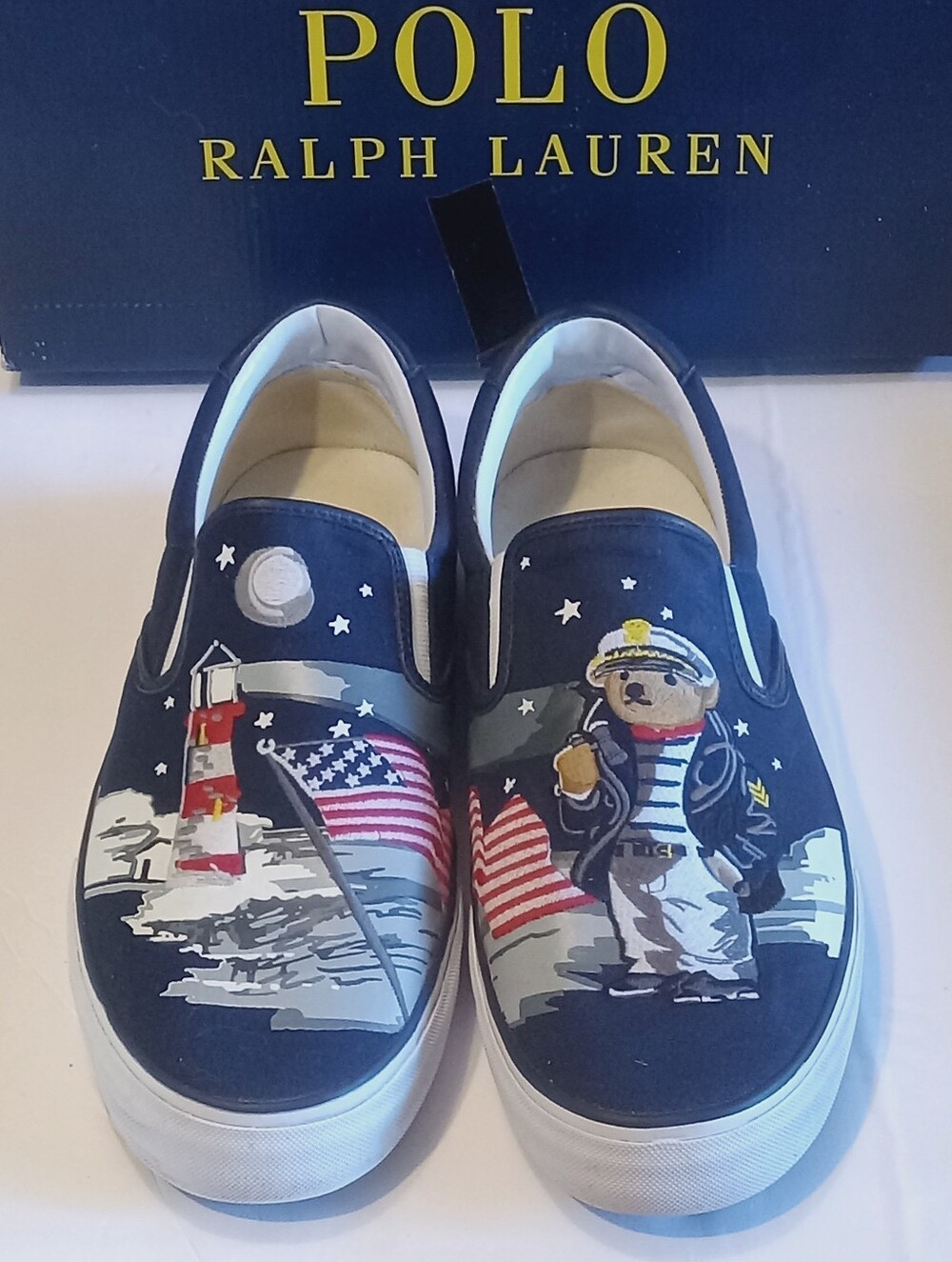 Polo Ralph Lauren Polo Bear Lighthouse Flag Shoes Slip On Canvas Shoes Size 13